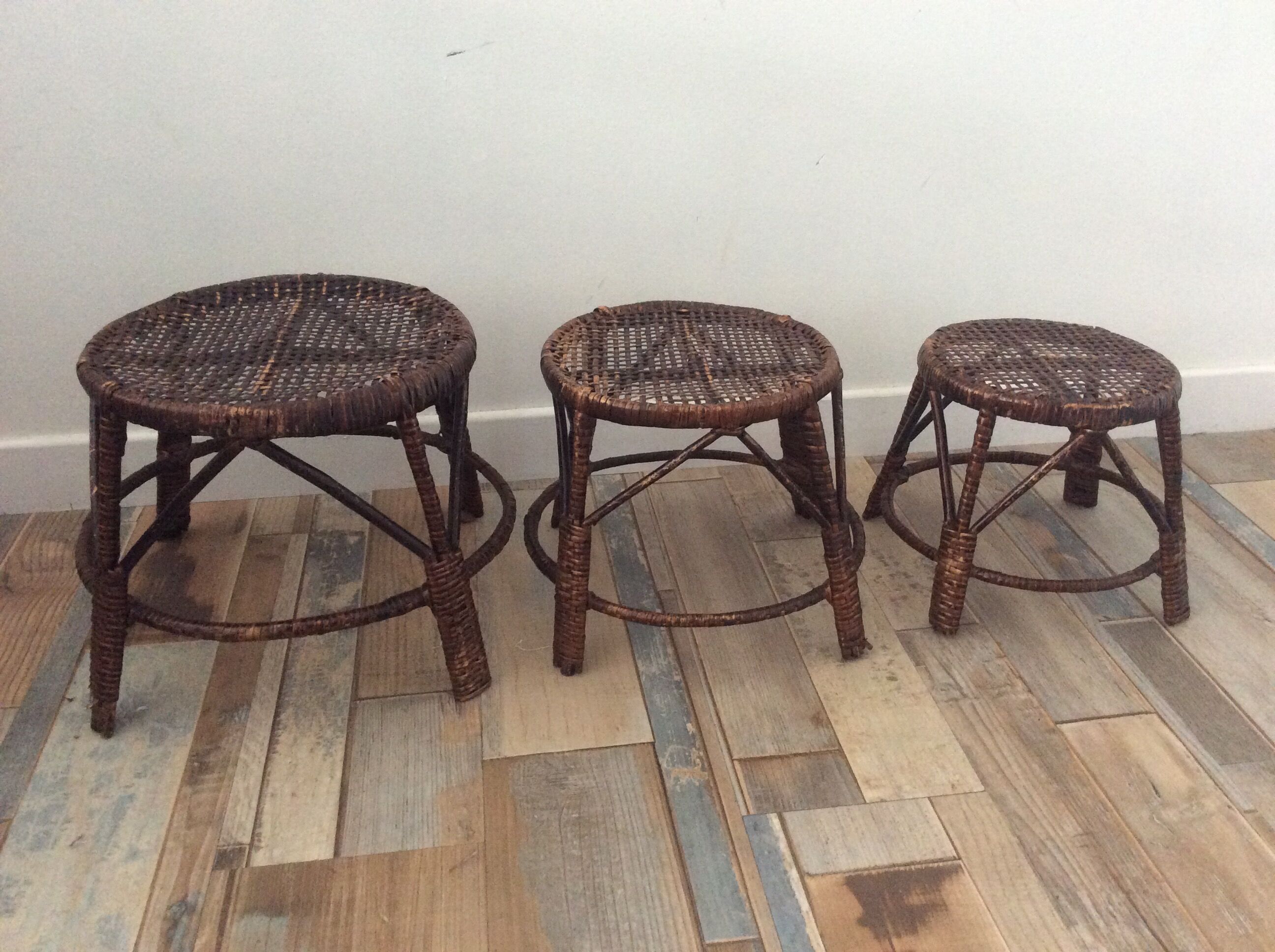 1960s plant holders series in rattan