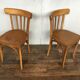 Pair of bistro and bohemian beech vintage chairs 1950