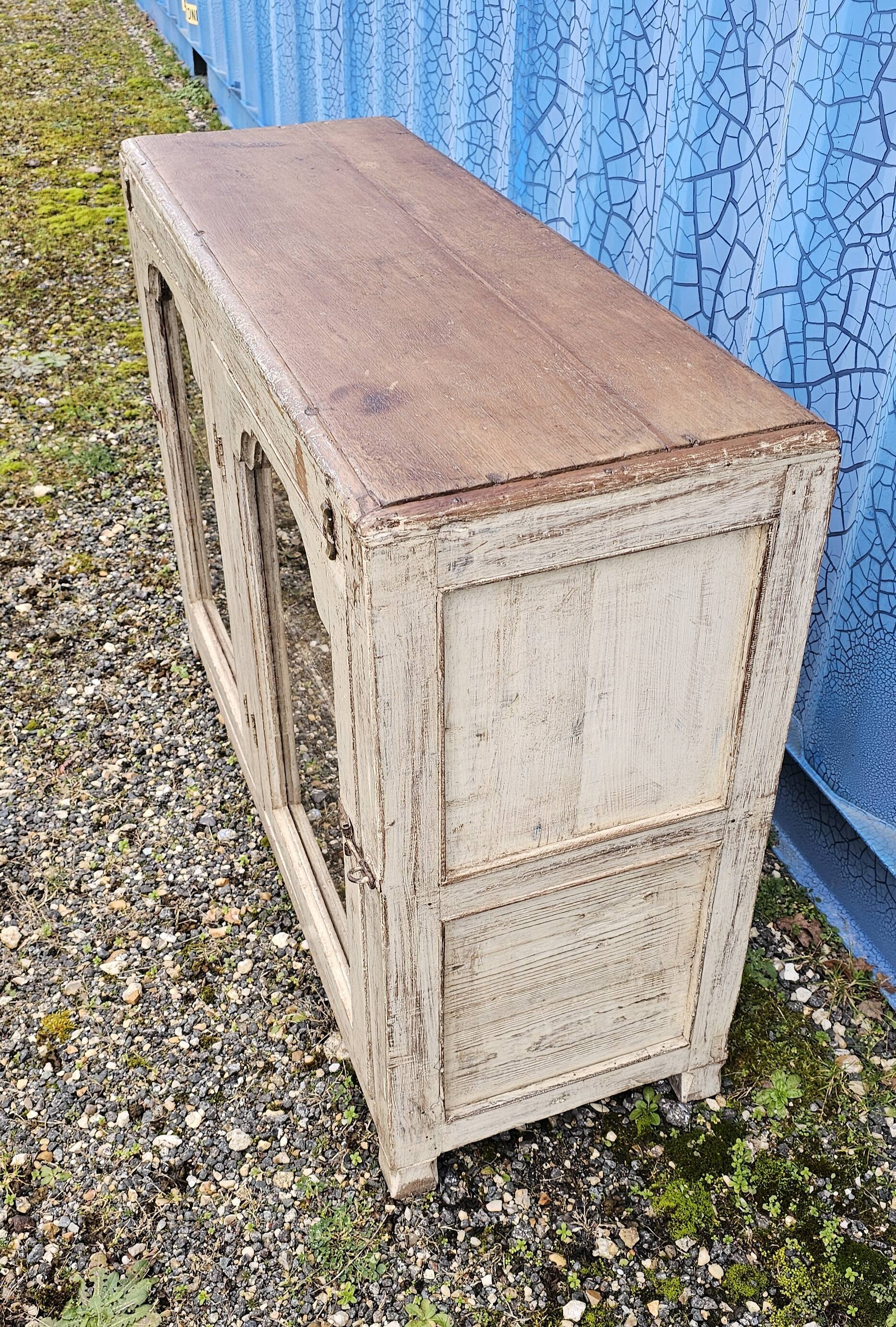 Vintage glass-fronted teak sideboard