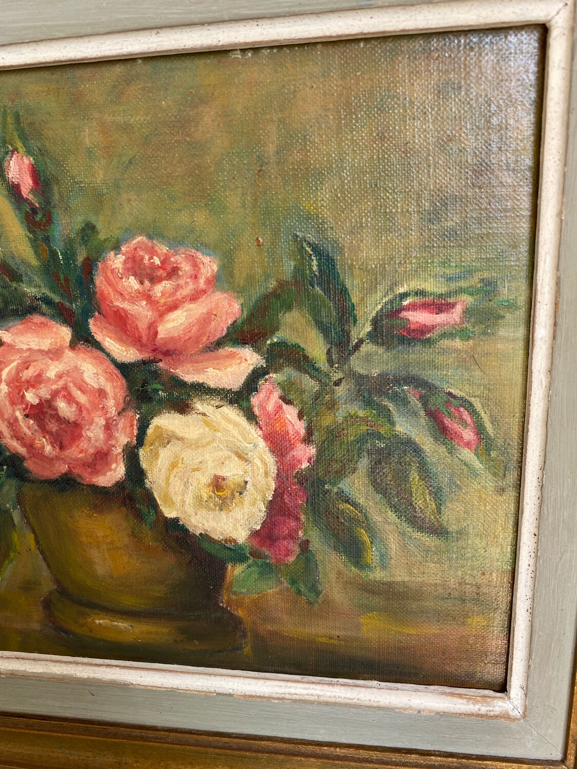 Peinture nature morte bouquet de roses