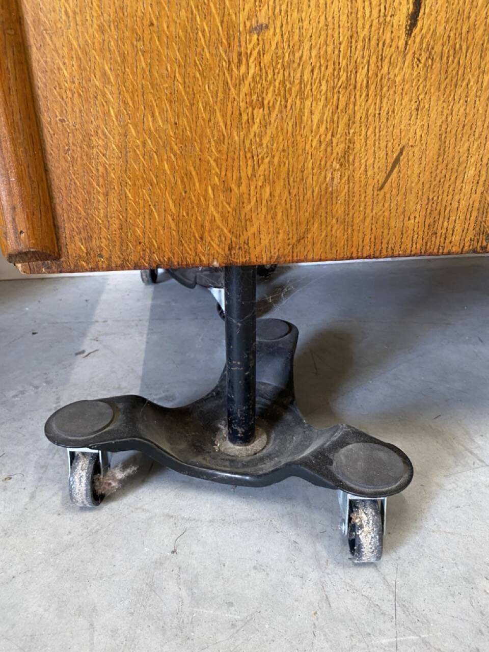 Vintage shop counter made of wood and metal