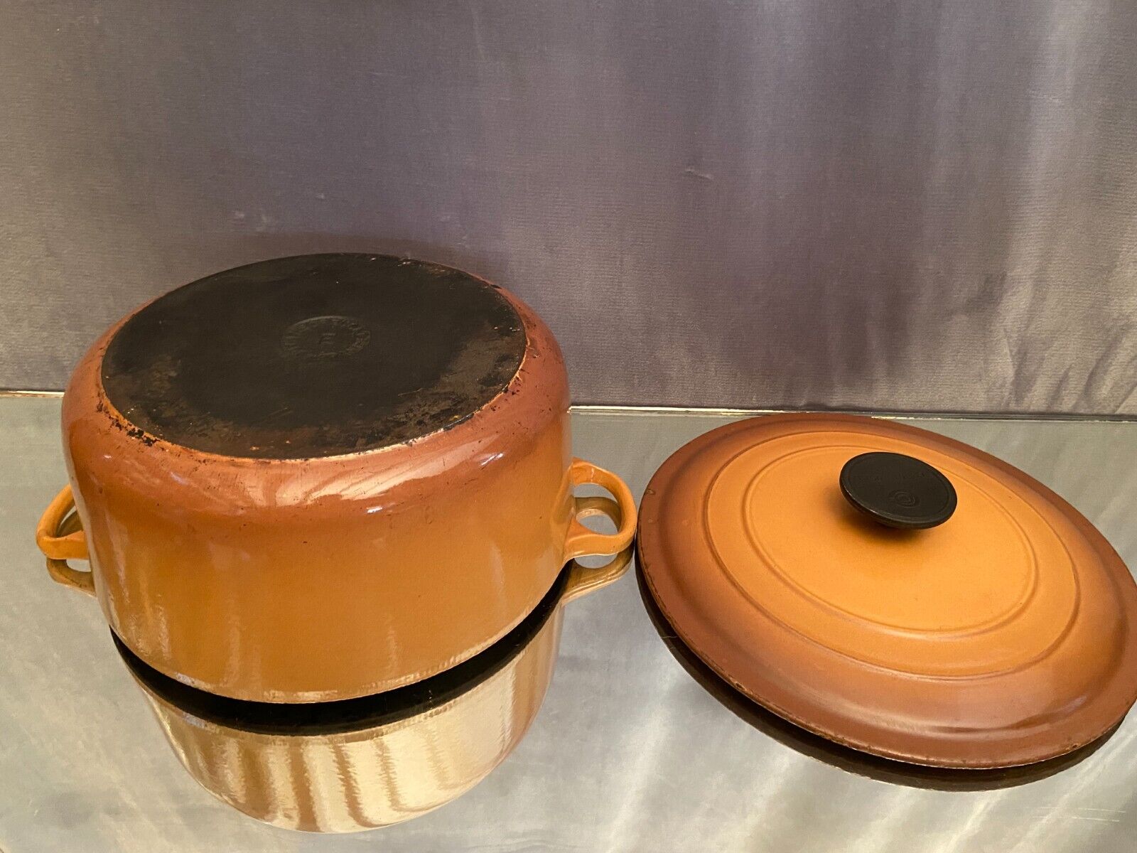 Cast iron casserole marked Le Creuset