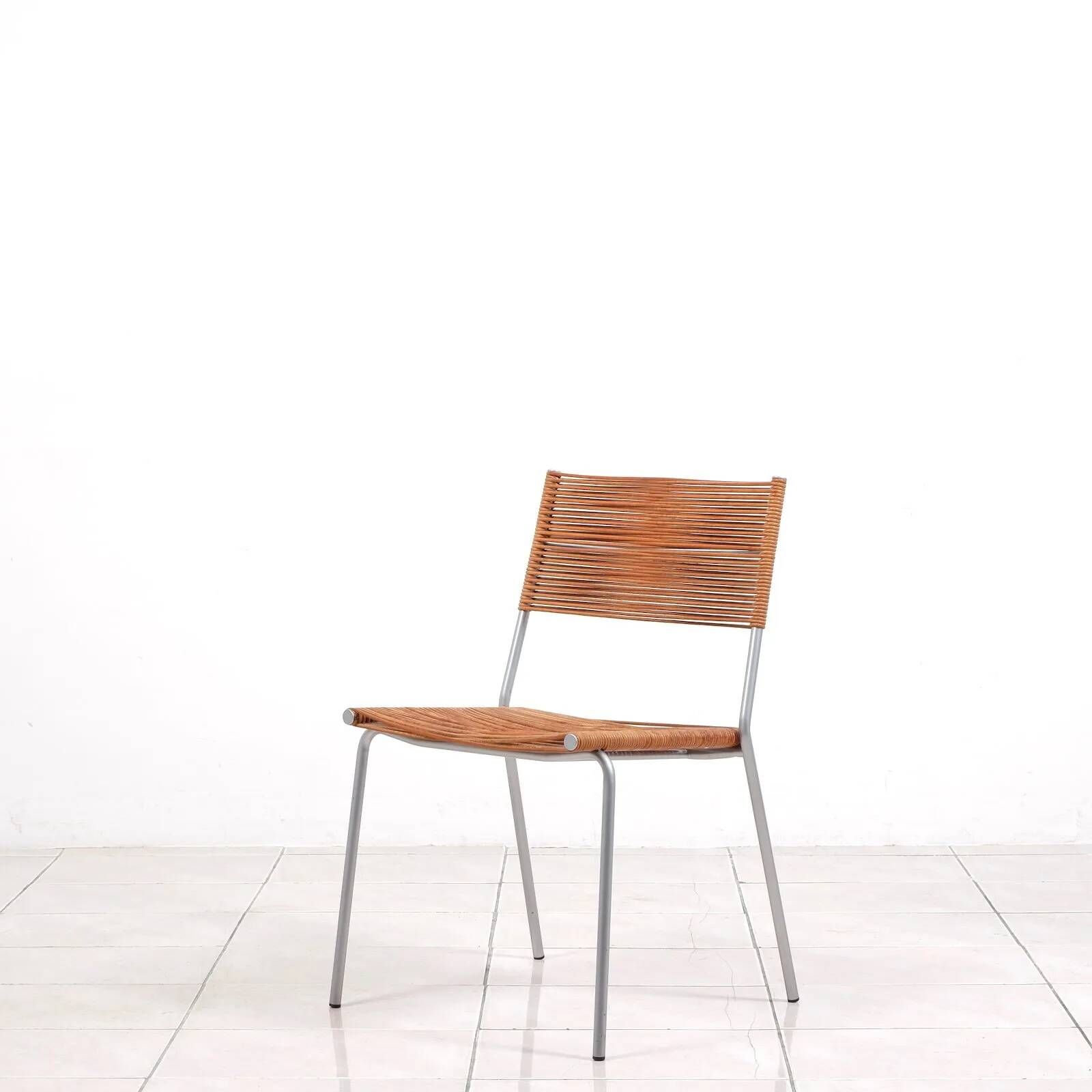 “Miss B” steel lacquered aluminium classic chair by Tito Agnoli