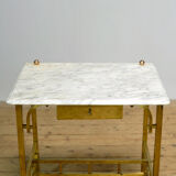 Small brass table with marble top, circa 1910