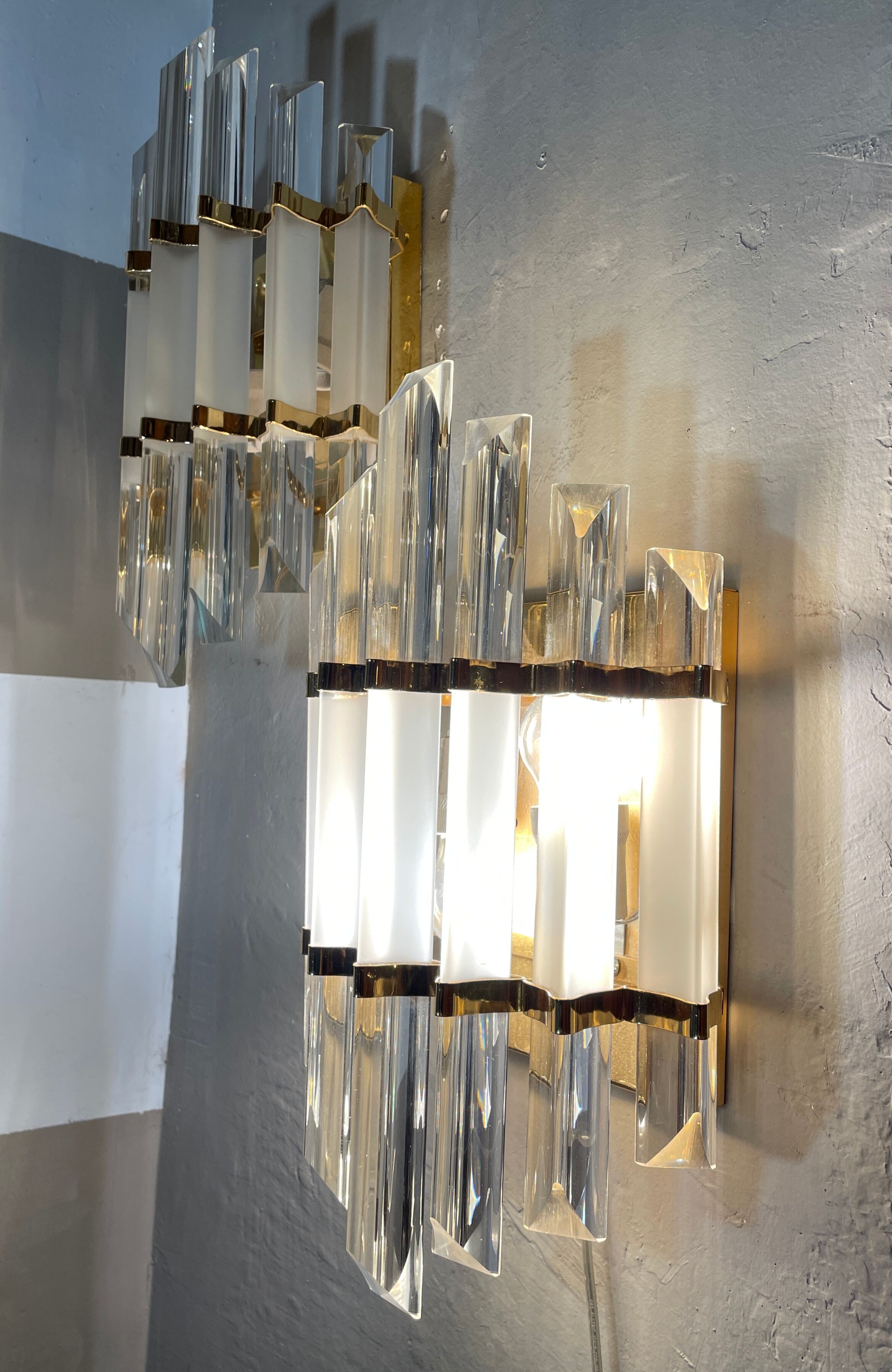 Pair of Benini wall lamps, murano glass Italy 1970s