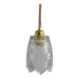 Vintage tulip pendant lamp in molded glass