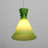 Very beautiful Mid Century flashed glass Diabolo pendant lamp in Green