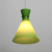 Very beautiful Mid Century flashed glass Diabolo pendant lamp in Green
