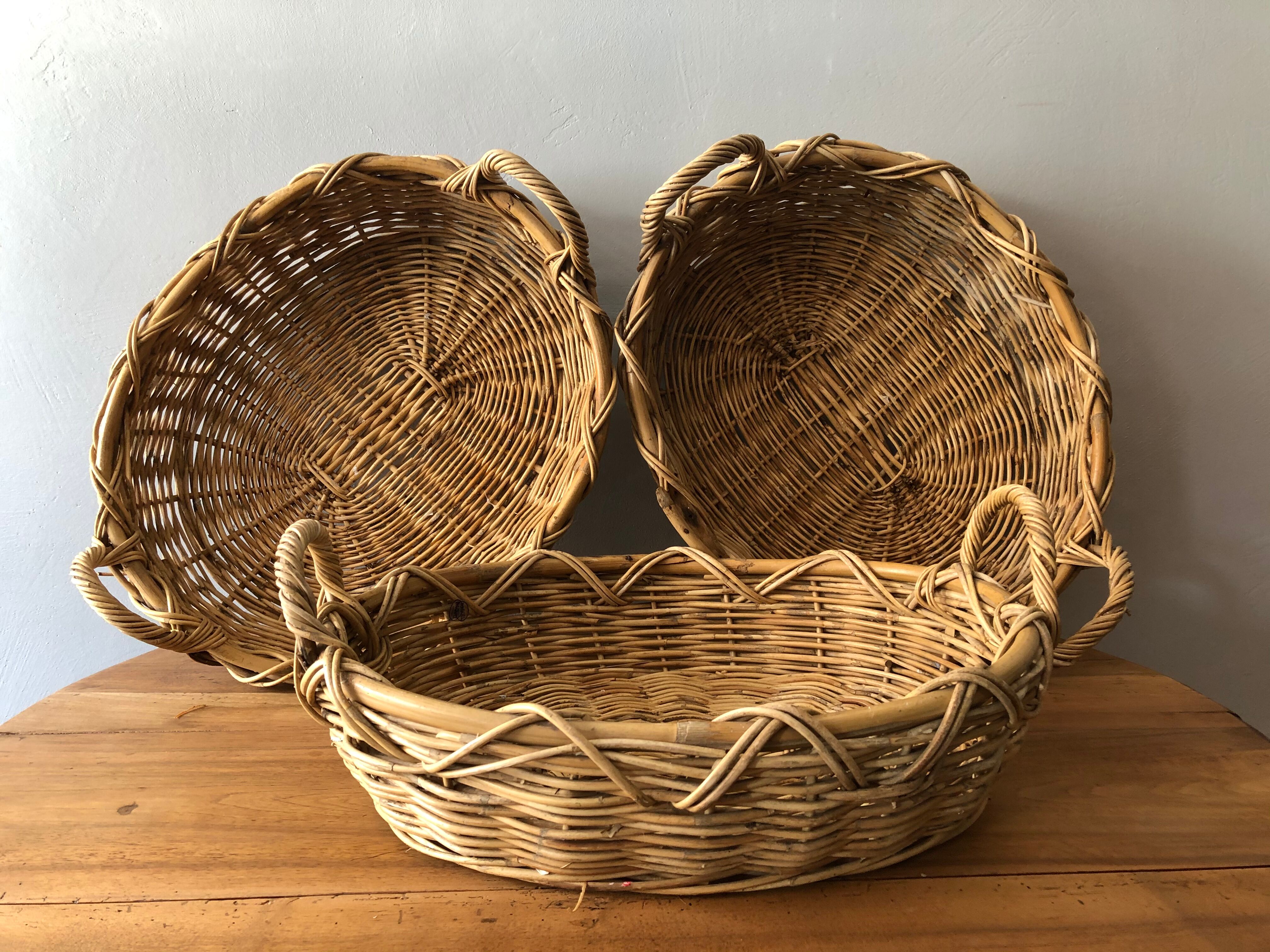 Lot of 3 rattan baskets