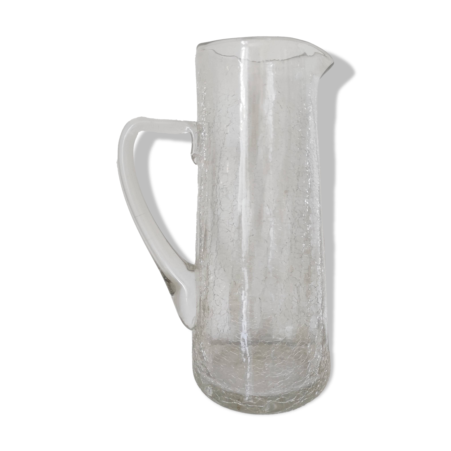 Pichet en verre  craquelé artisanal 24,5 cm