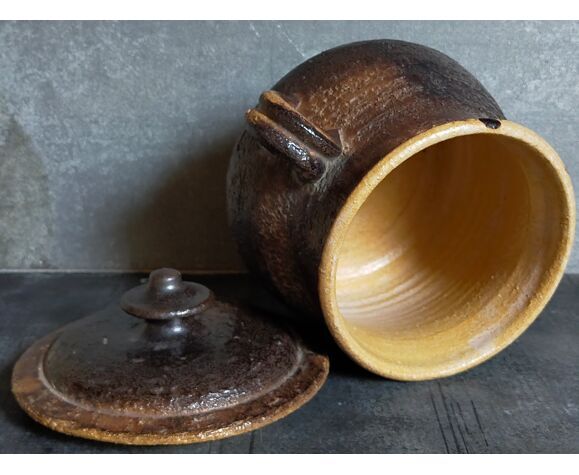 Ceramic covered pot by Jean Marais signed, Vallauris 80s