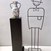 Vintage Handmade Yellow and Blue Glazed Ceramic Amphora by Zulimo Aretini, Italy