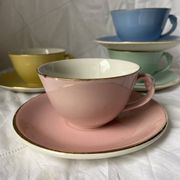 Tasses Moulin des loups  couleur pastel années 60