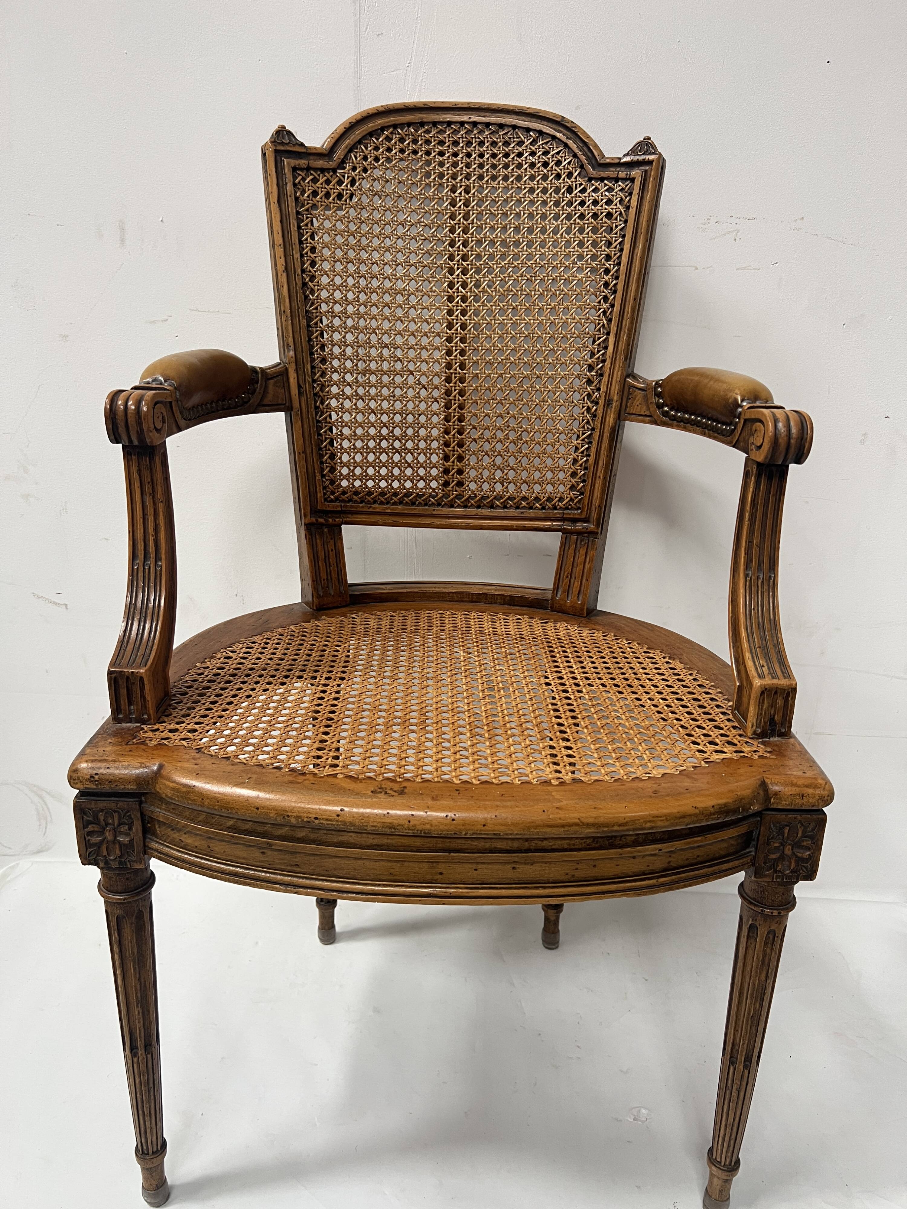 Louis XVI style office chair in stained beech