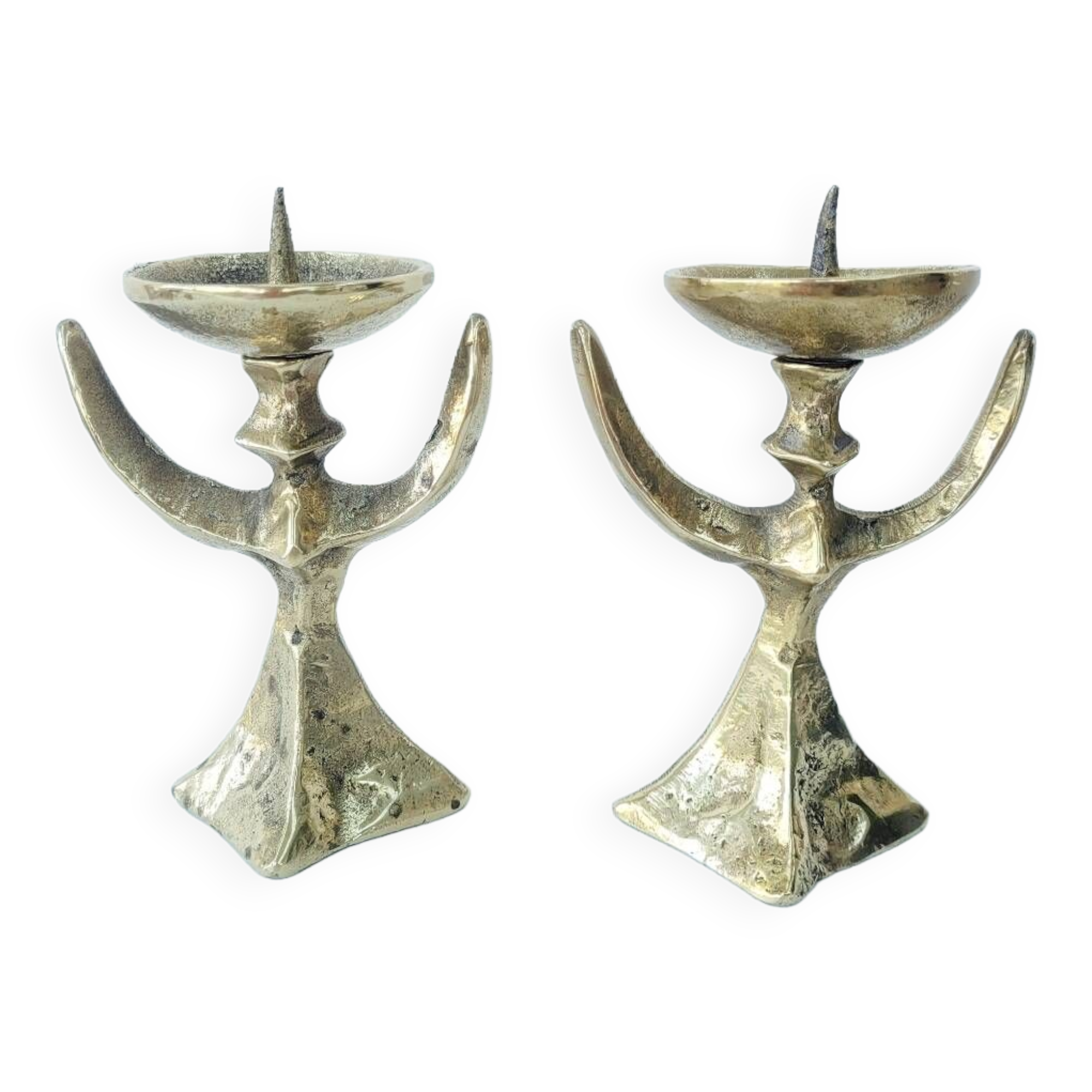 2 old candlesticks female model heavy brass