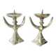 2 old candlesticks female model heavy brass