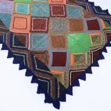 Knitted Diamond Throw Blanket Vintage 1970s