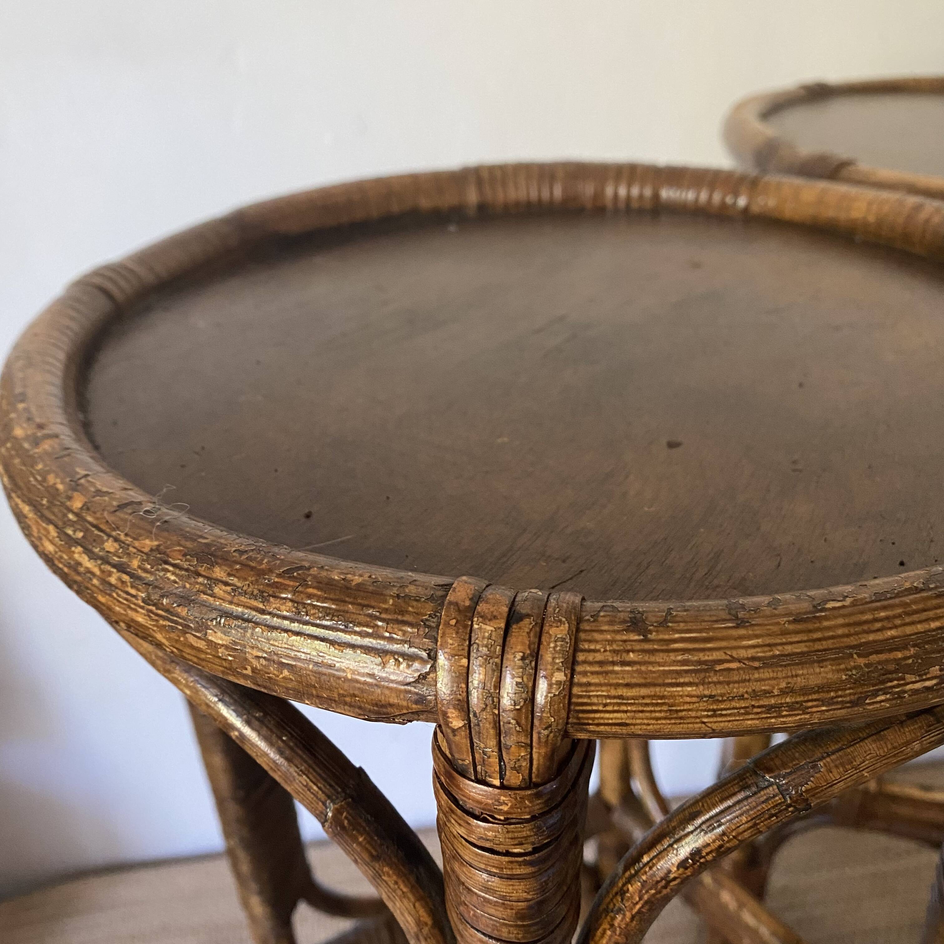 Vintage rattan bar stools or plant holder