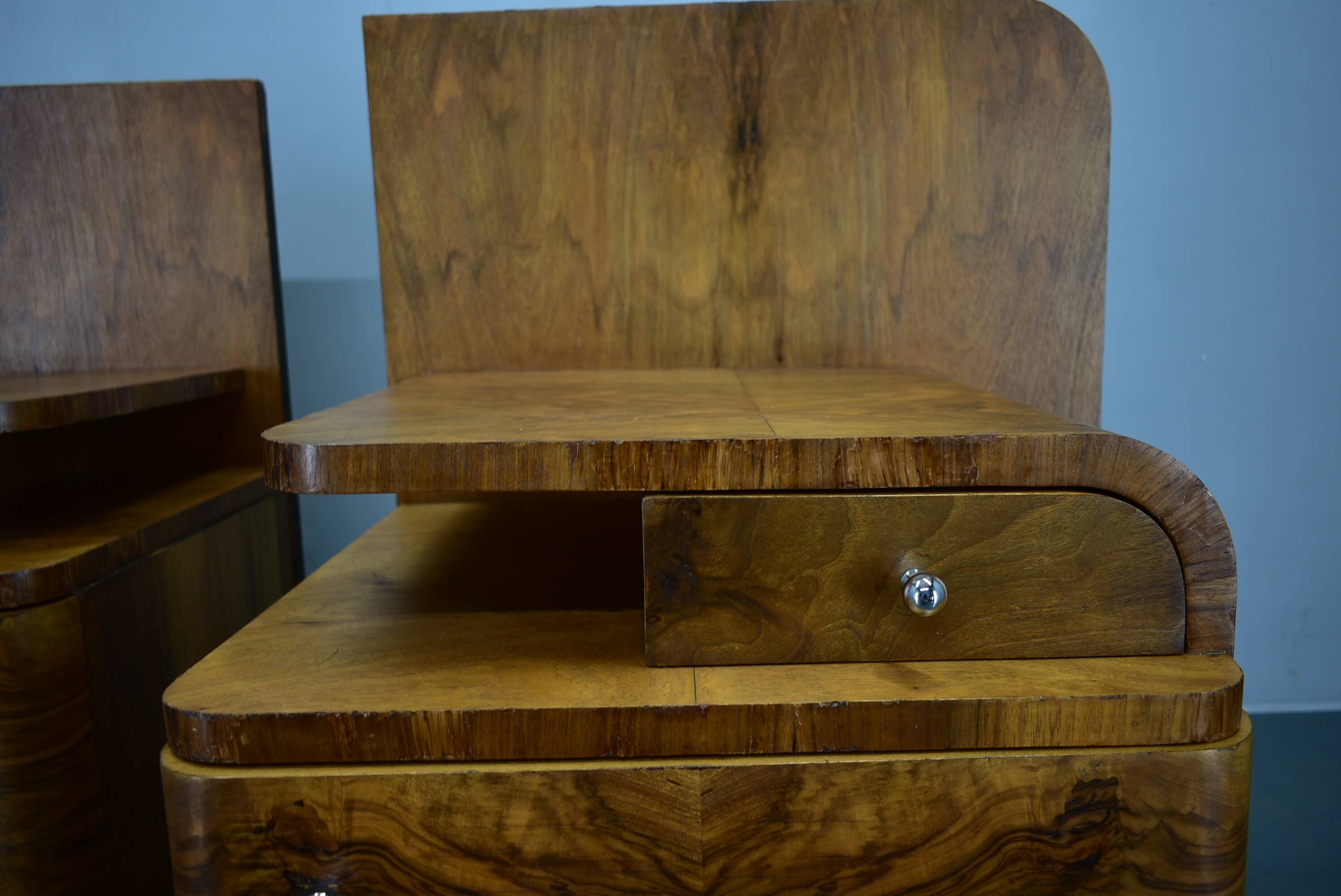 1939s pair of Art Deco bedside tables, Czechoslovakia