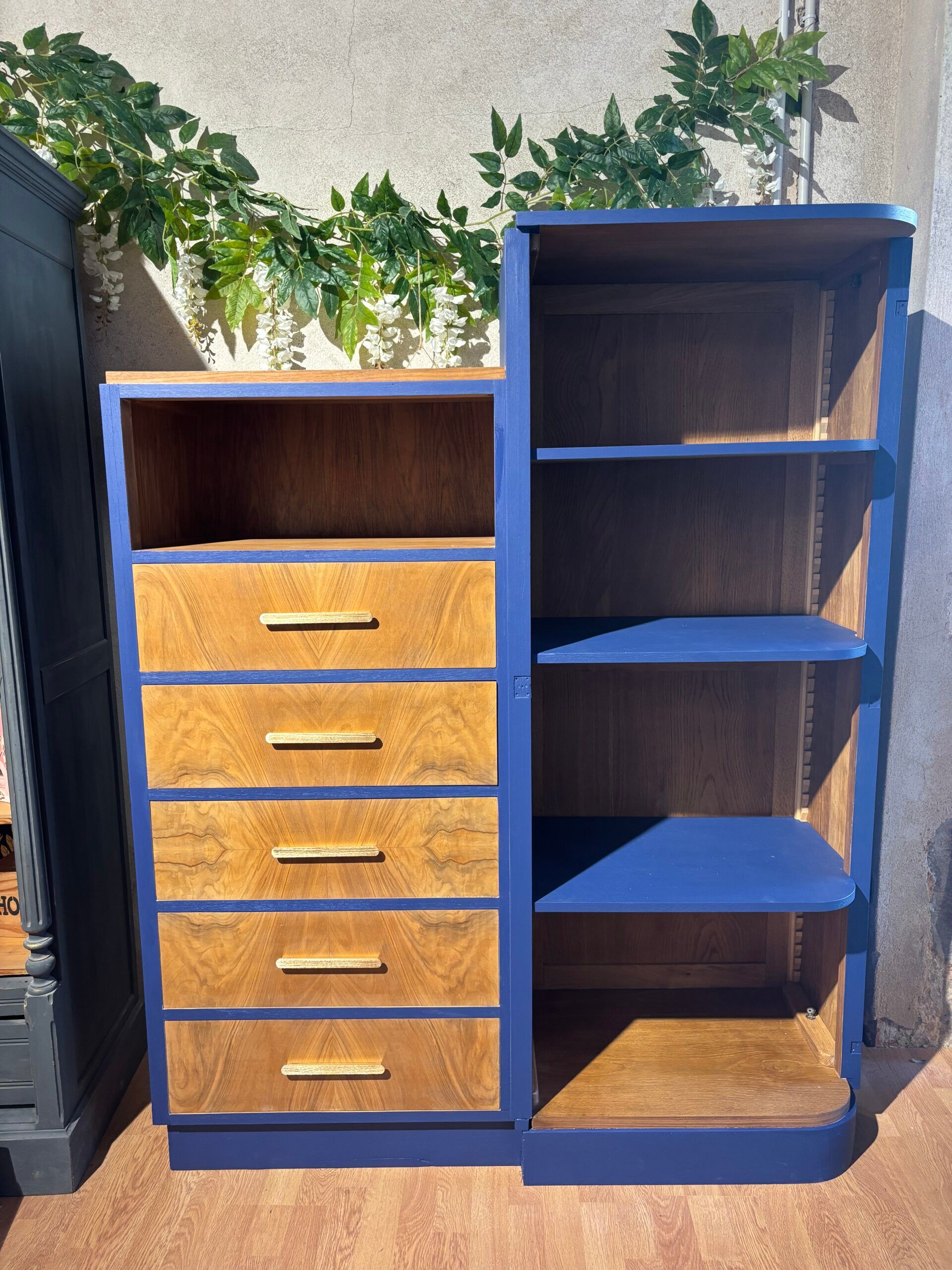 Asymmetrical midnight blue wardrobe