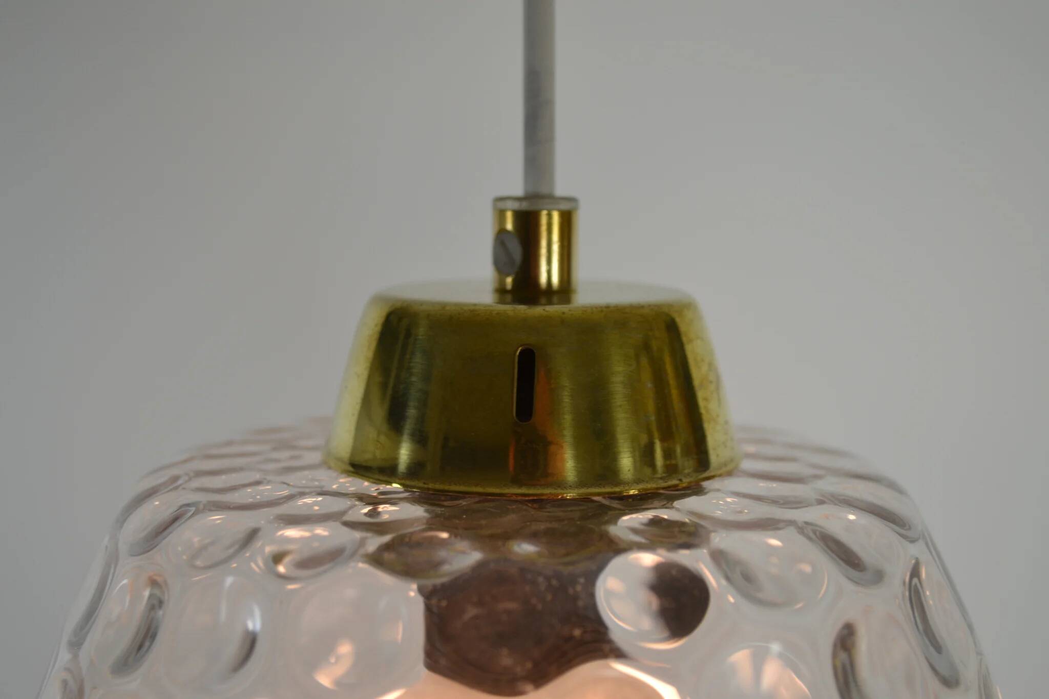 Glass and Brass Pendant Lamp, 1960s, Sweden