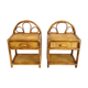 Pair of bamboo and rattan bedside tables