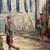 Old painting, view of Montmartre, signed Pierre Lemoine (1920-2006)