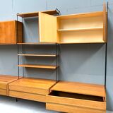 Mid century german teak floating wall unit by Dieter Hilker for Omnia, 1960s