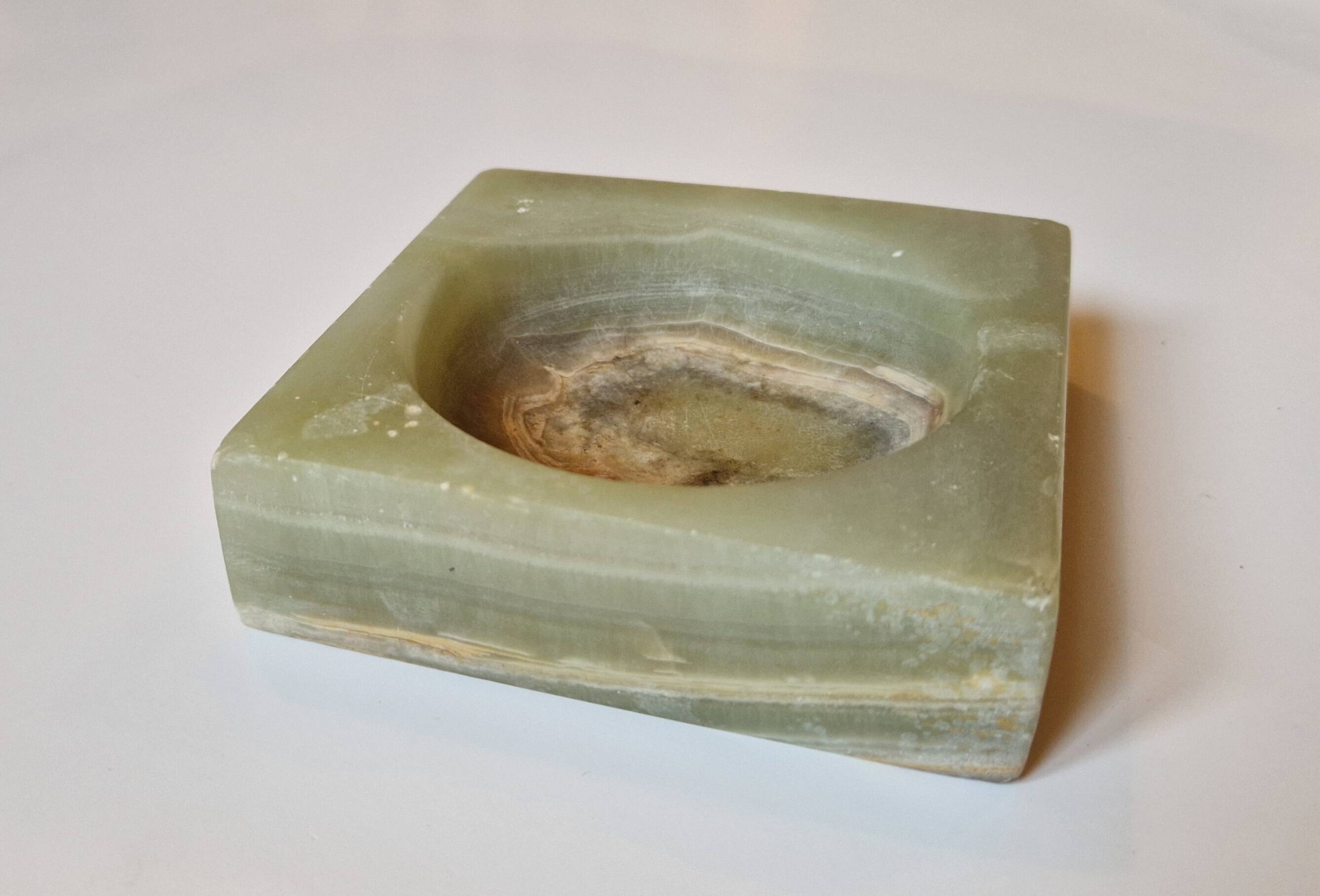 Green onyx ashtray catchall, Italian vintage 1960s