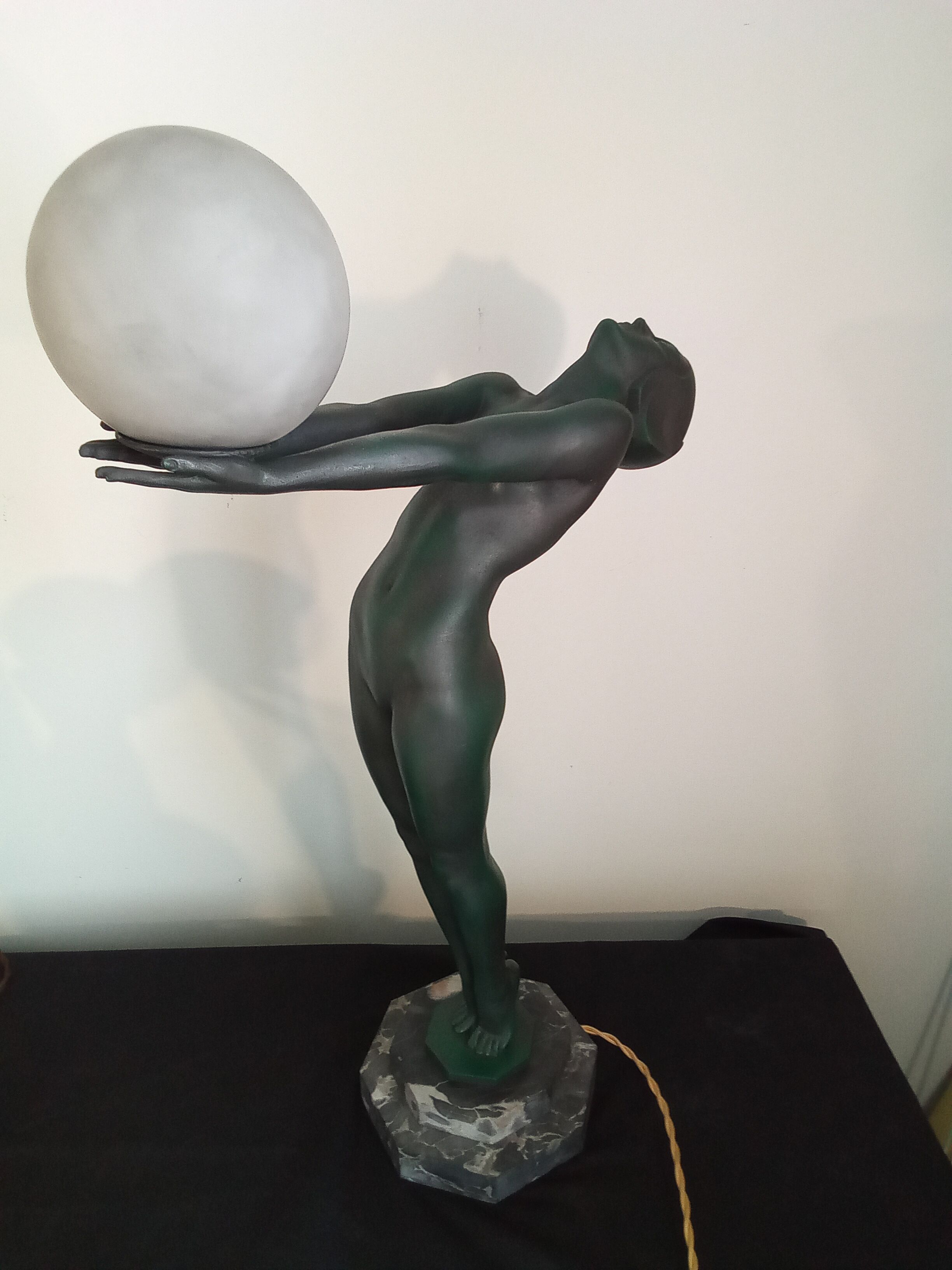 Max Le Verrier Large Art Deco lamp model "Lumina" 64 CM