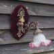 Art Nouveau Wall Sconce: French Metal, Opaline Rose Shade, C1950s