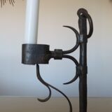 Brutalist candle holder to install or wall in blackened wrought iron blackened 40s 50s