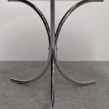 Chrome metal and smoked glass round table, Italy circa 1970.