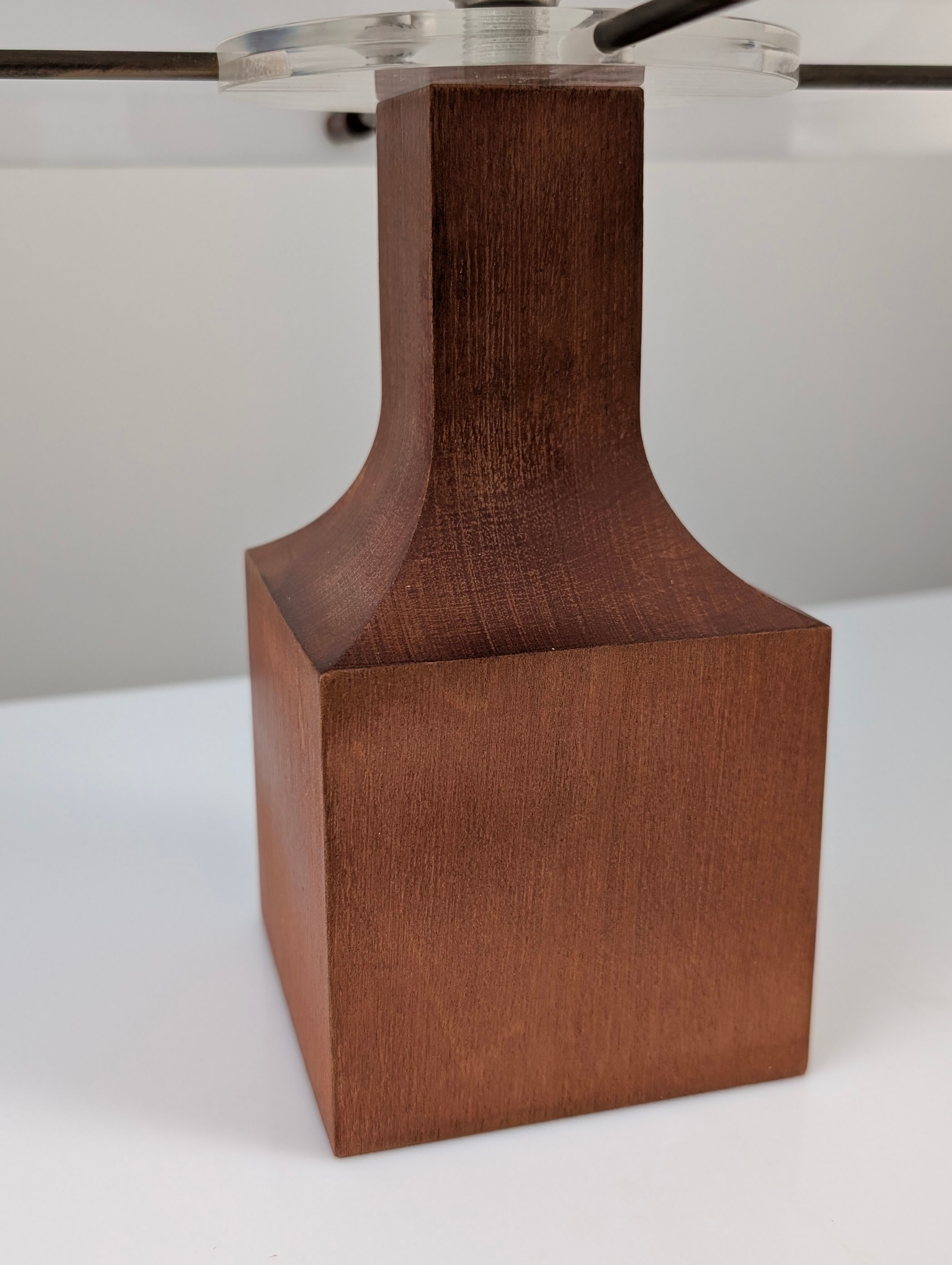 Danish teak table lamp with flared methacrylate shade 1960s