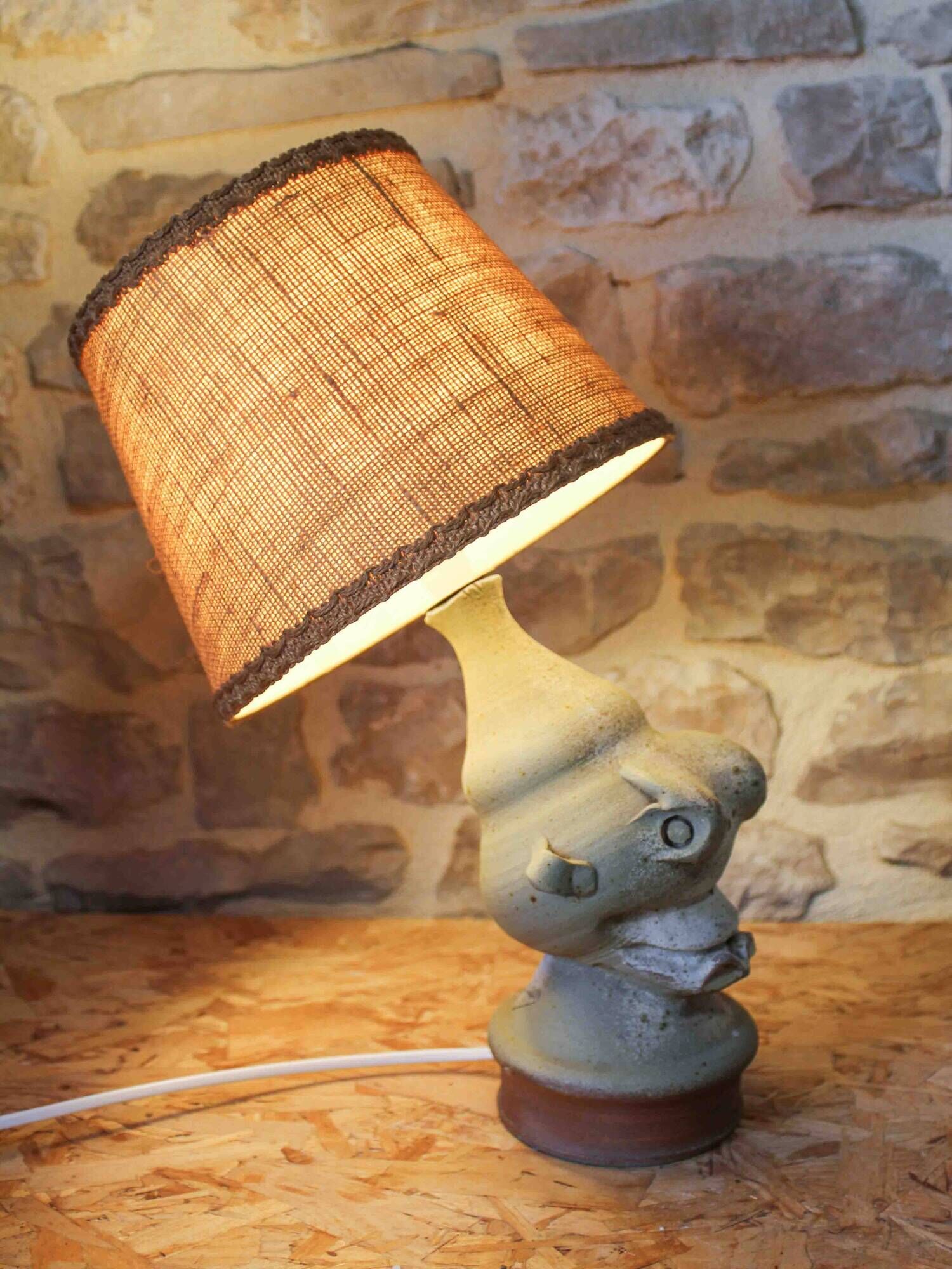 Stoneware lamp by Jean-Claude Séguin - Stoneware from Puisaye