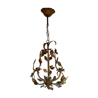 Old gilded metal chandelier, circa 1950