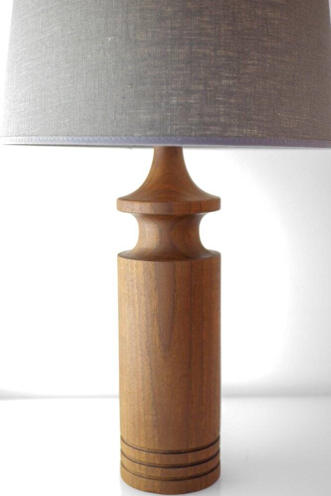 Large mid-century modern Danish teak table lamp