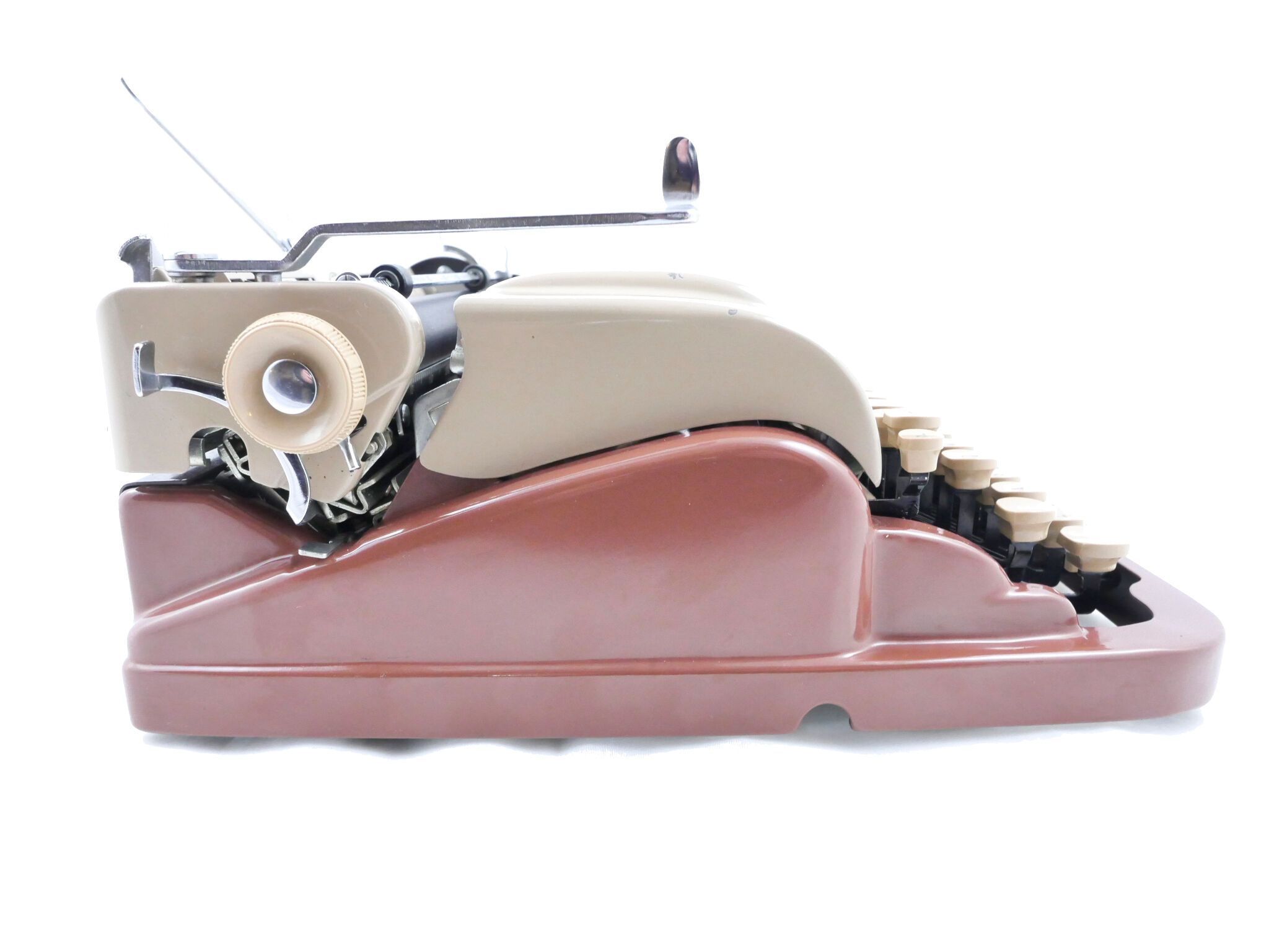 Underwood Quiet Tab De Luxe Caramel and Chocolate Typewriter 1954 revised