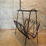 Lisseuse des années 1970 en fer forgé noir et carreaux émaillés