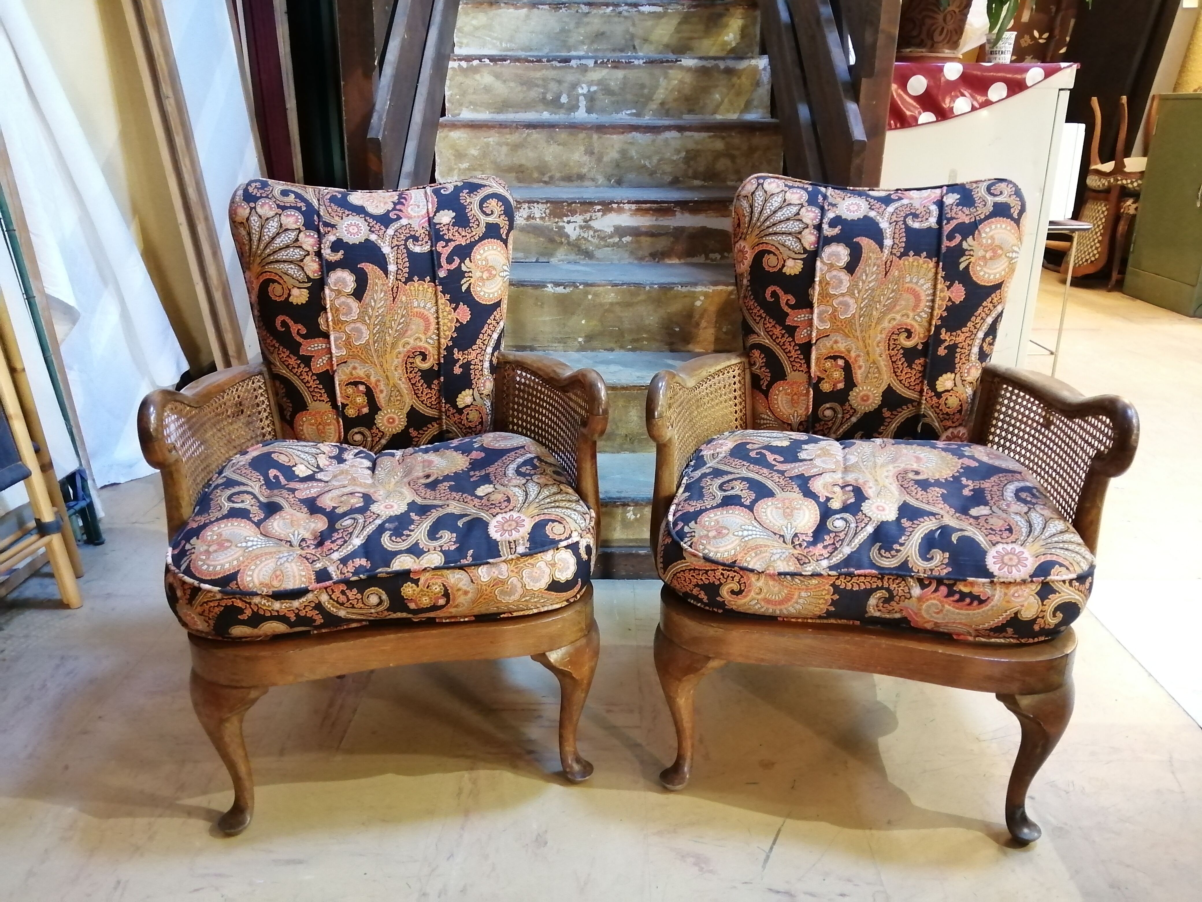 Duo of English armchairs Chippendale style