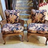 Duo of English armchairs Chippendale style
