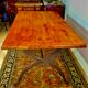 Rectangular wooden table, legs and spacer in hammered ironwork, 60s
