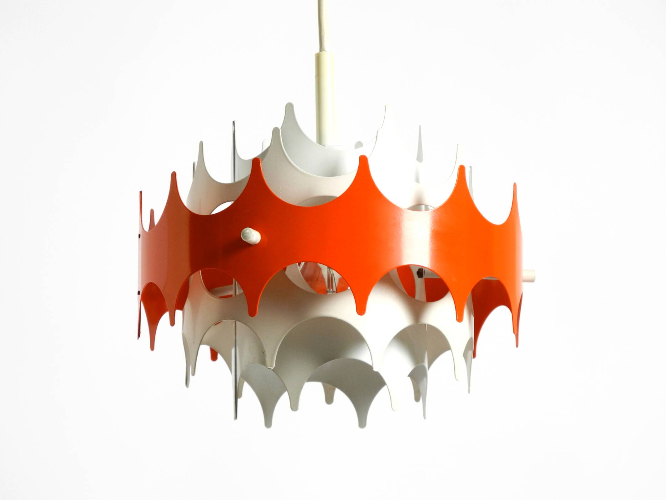 Beautiful small original 1960s Space Age metal pendant lamp by Doria