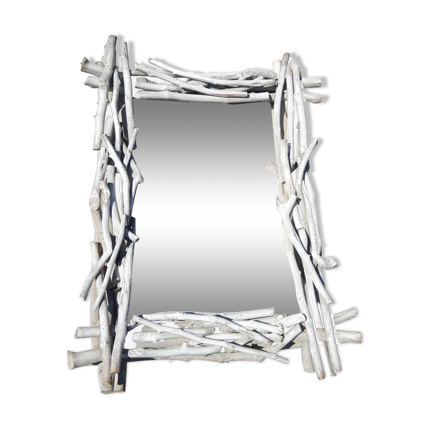 Mirror in gray driftwood frame < 65x84 cm >