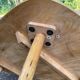 Scandinavian coffee table in the shape of a pebble/bean made of light solid wood from the years.