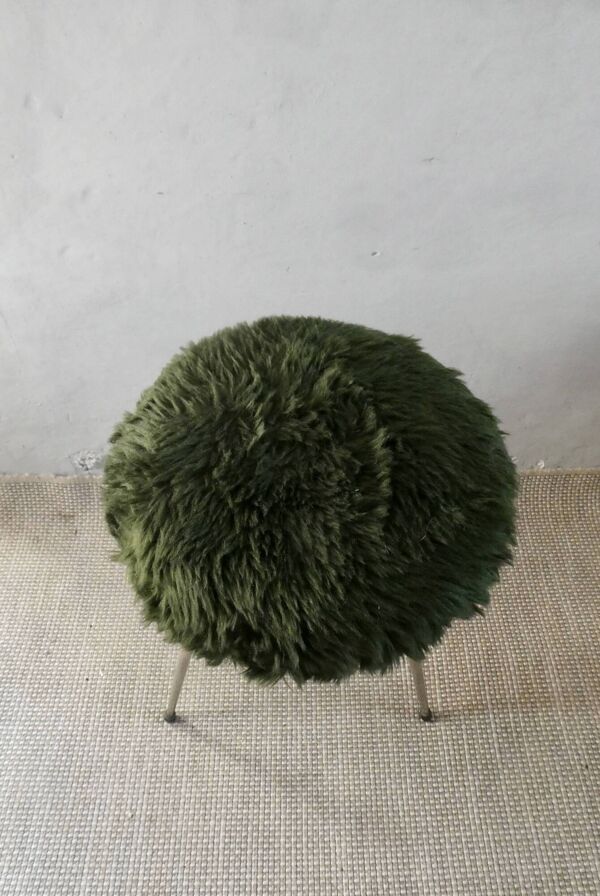 Chaise et tabouret tripode ''moumoute'' marque Pelfran, vers 1970