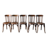 Set of 5 baumann bistro chairs in bent wood stamped xxth