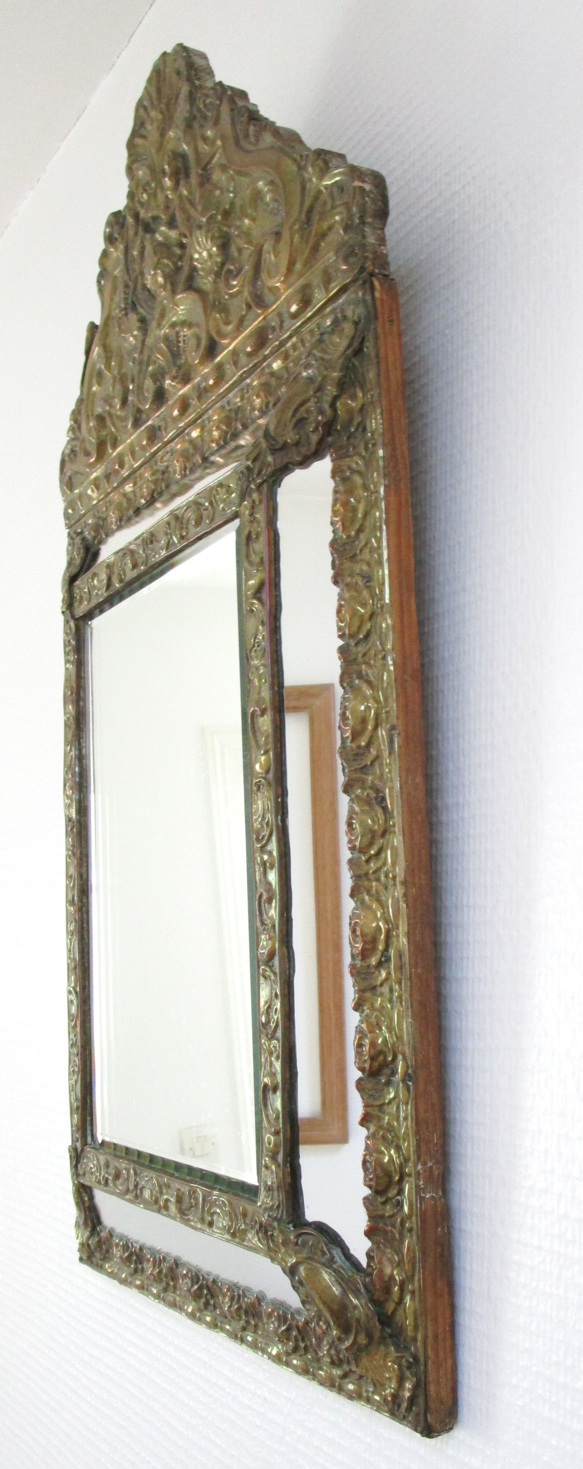 Repulsed brass parecloses mirror early 20th 36 cm x 66 cm