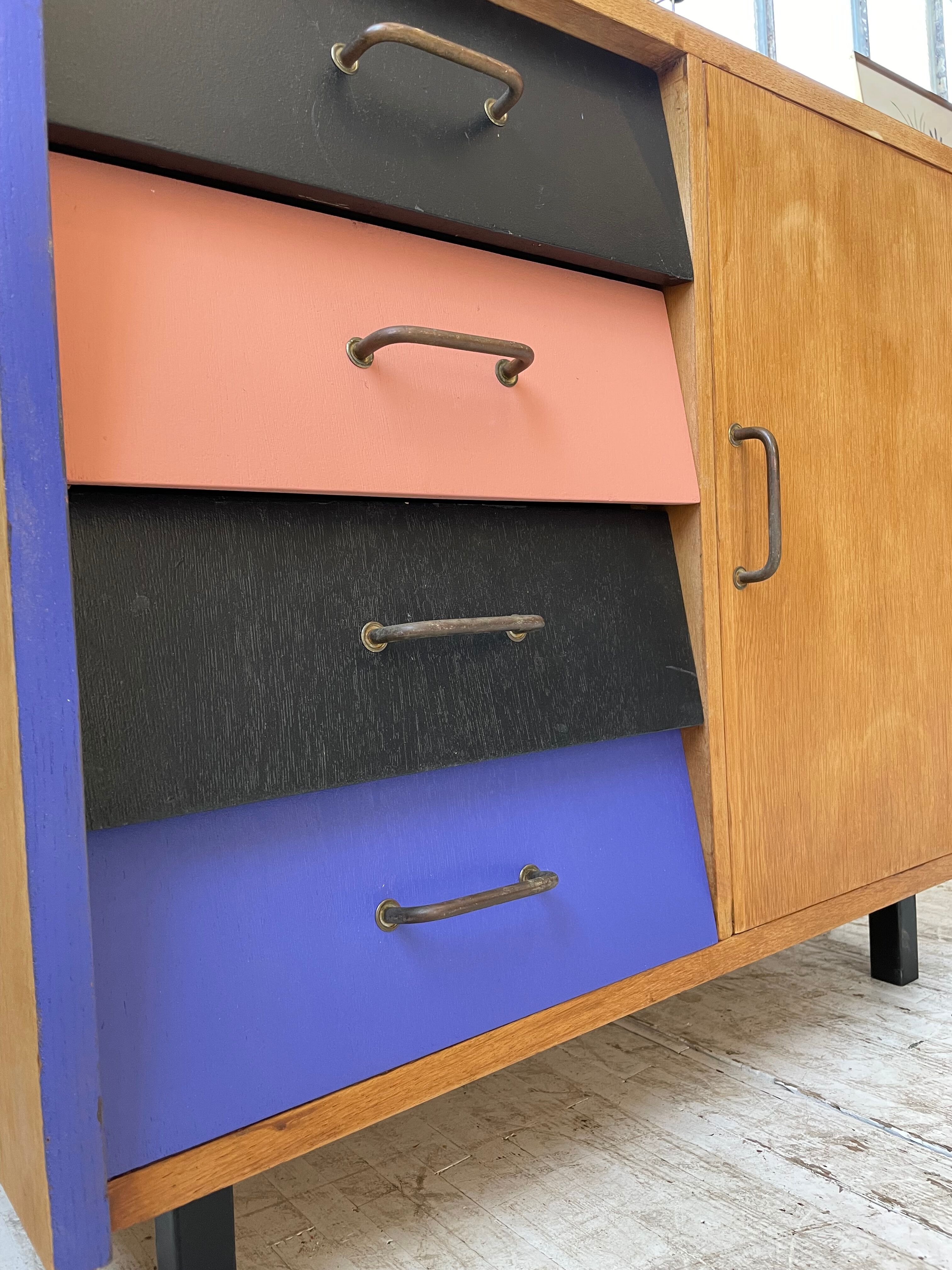 Meuble commode colorée années 60