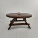 Rustic oak brutalist round coffee table France 1960s mid-20th century